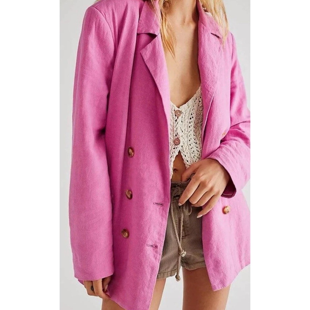 FREE PEOPLE Sz  XL OLIVIA BLAZER IN PINK - Picture 2 of 7